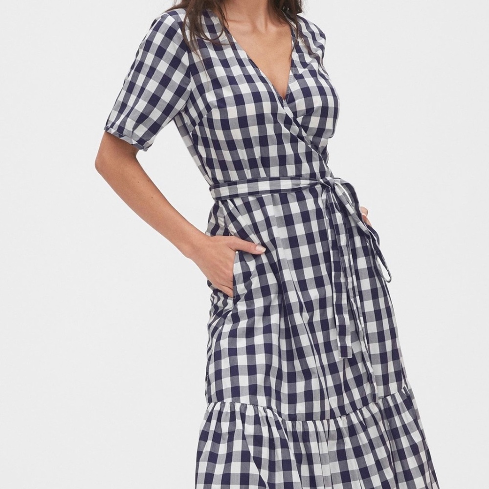 Gap Gingham Wrap Dress
